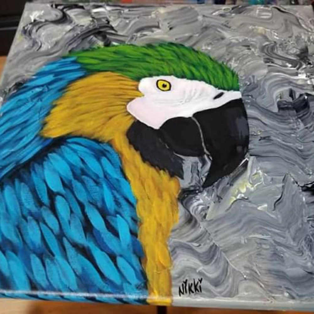 Hand Painted Original of Macaw on 12x12 Canvas